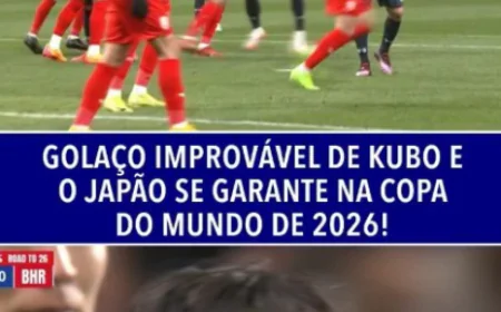 Sem ângulo, Kubo marcou um gol incrível para o Japão! A seleção japonesa é a primeira a garantir sua vaga na Copa de 2026!